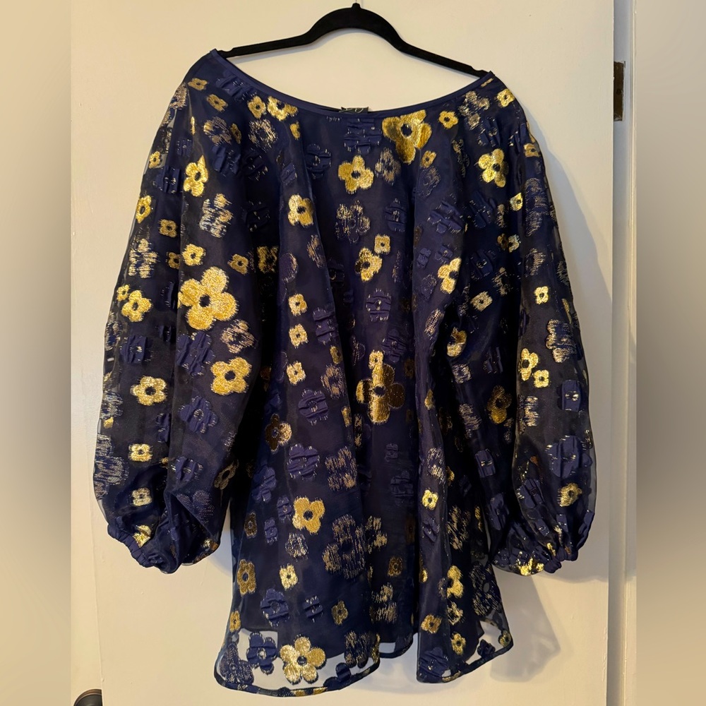 Arianne Elmy Navy and Gold Floral Mini Dress